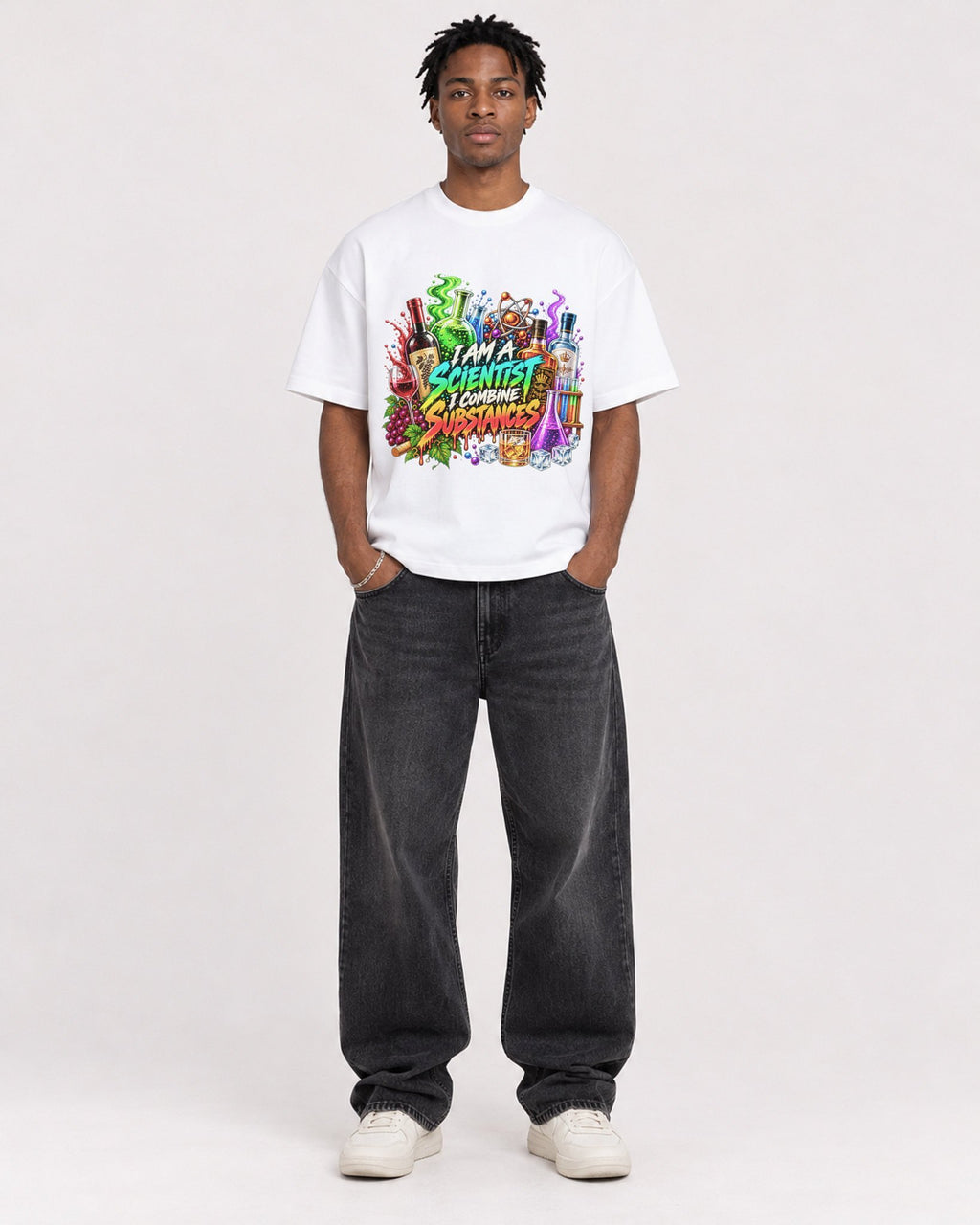 Mockup Boxy Heavyweight Tee White male full-body 05