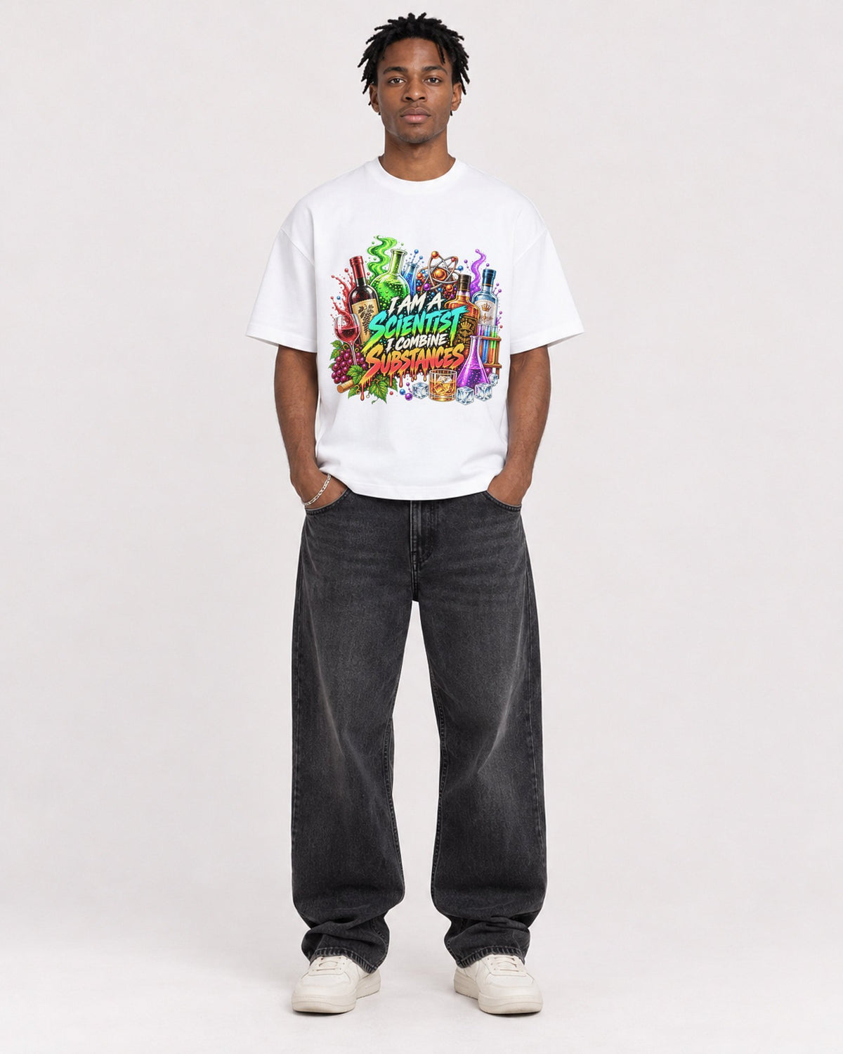 Mockup Boxy Heavyweight Tee White male full-body 05