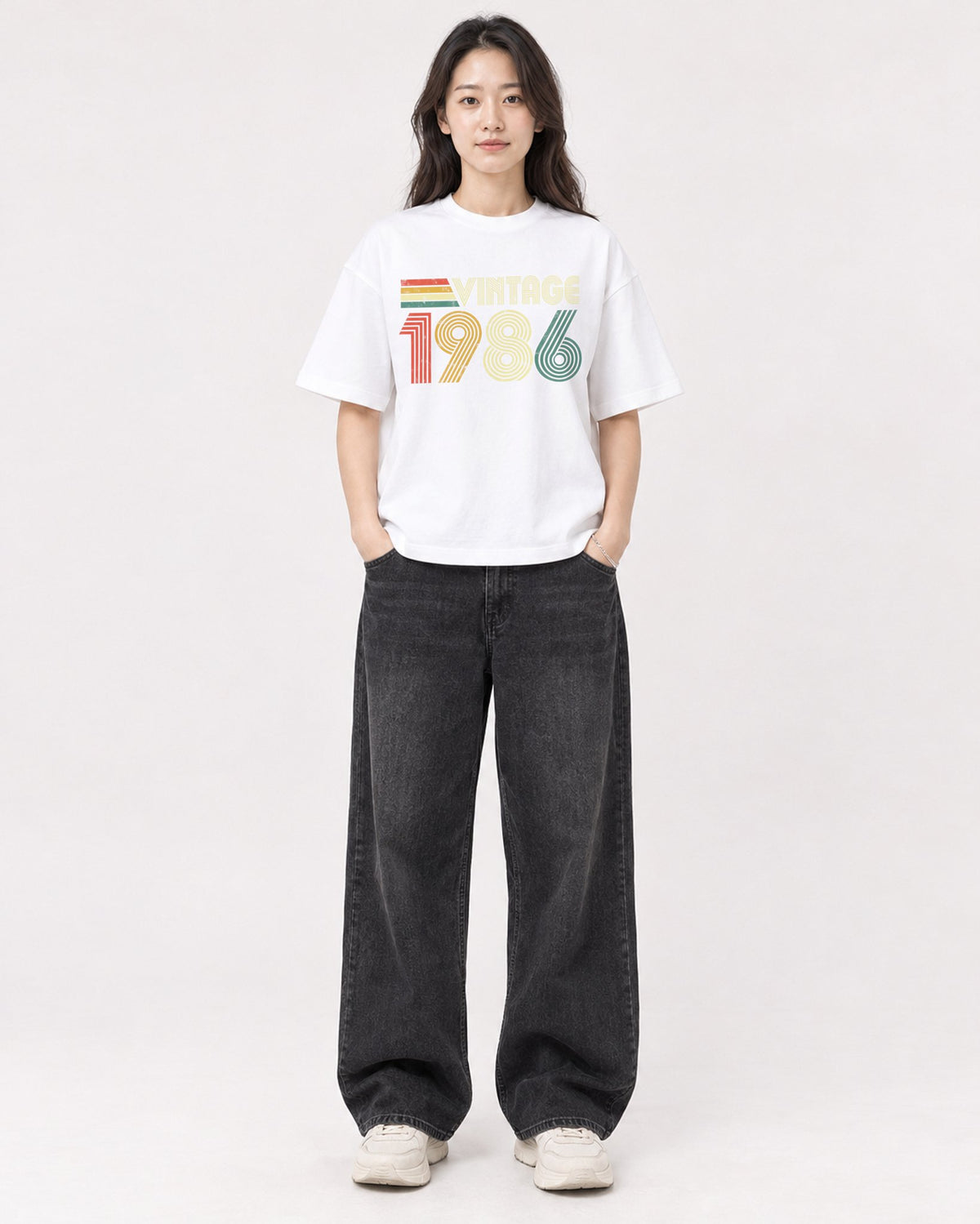 Mockup Boxy Heavyweight Tee White female full-body 03
