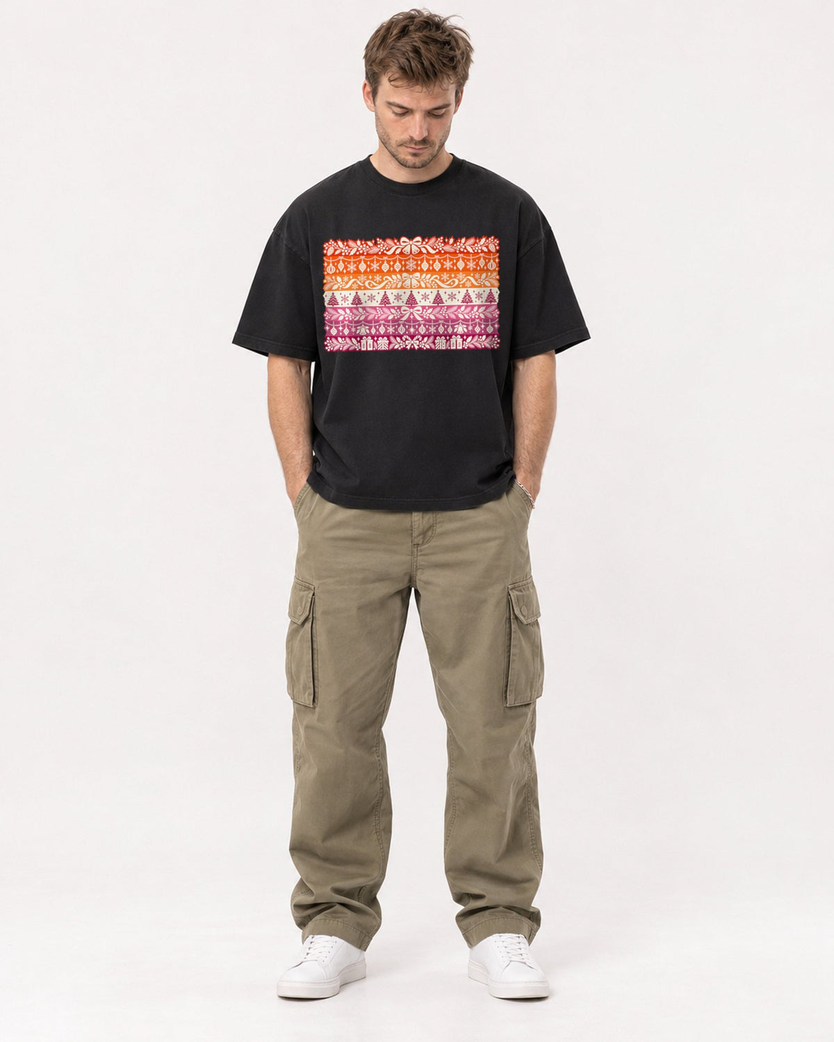 Mockup Boxy Heavyweight Tee Black male full-body 08
