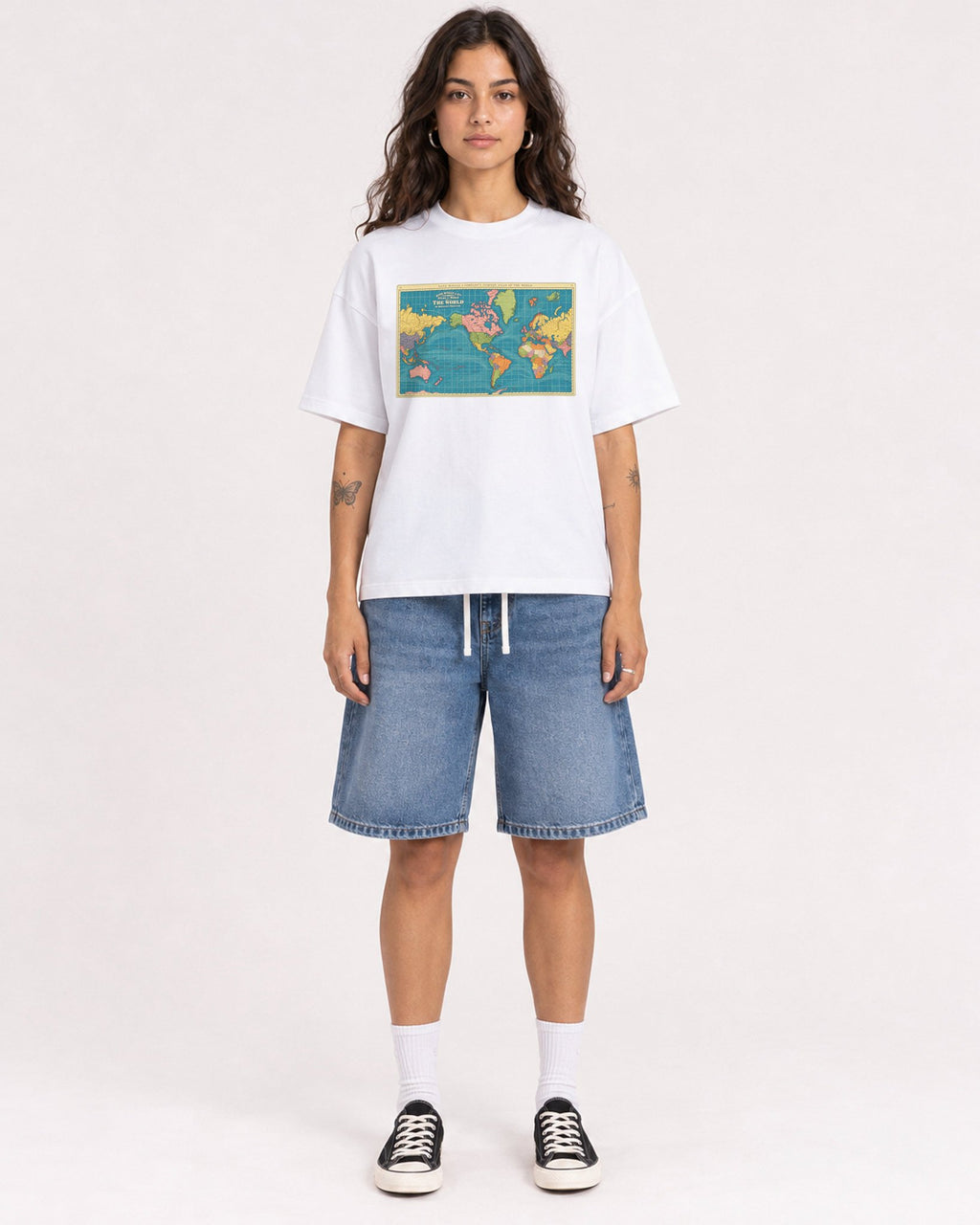 Mockup Boxy Heavyweight Tee White female full-body 06