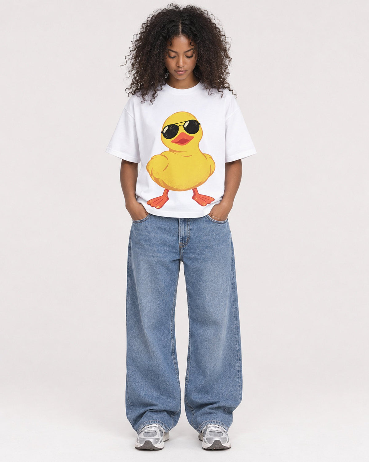 Mockup Boxy Heavyweight Tee White female full-body 05