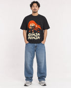 Mockup Boxy Heavyweight Tee Black male full-body 02