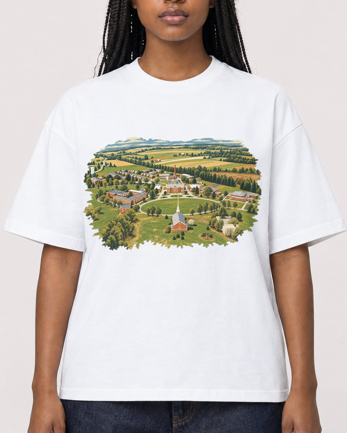 Mockup Boxy Heavyweight Tee White female close-up 04
