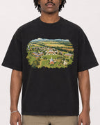 Mockup Boxy Heavyweight Tee Black male close-up 04