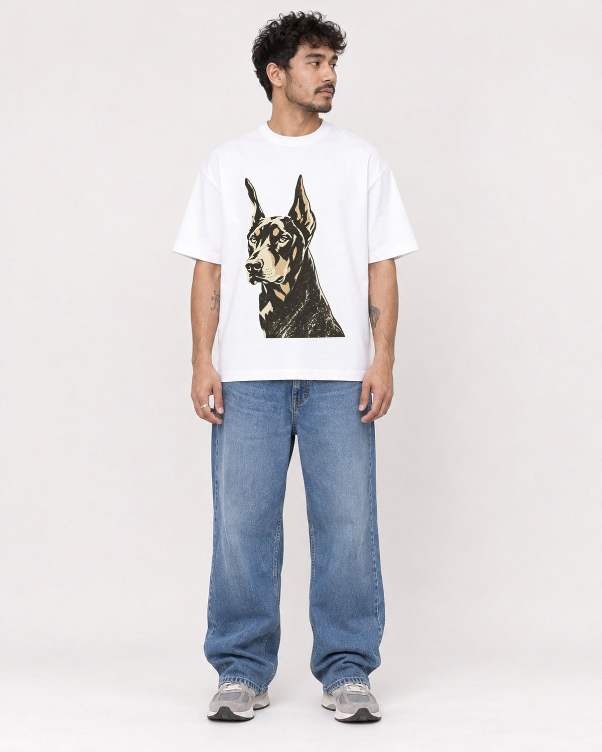 Mockup Boxy Heavyweight Tee White male full-body 42