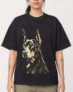 Mockup Boxy Heavyweight Tee Black female close-up 42