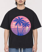 Mockup Boxy Heavyweight Tee Black male close-up 23