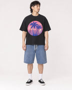 Mockup Boxy Heavyweight Tee Black male full-body 23