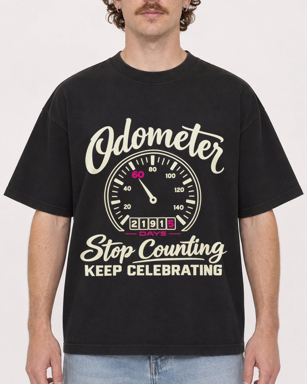 Mockup Boxy Heavyweight Tee Black male close-up 09