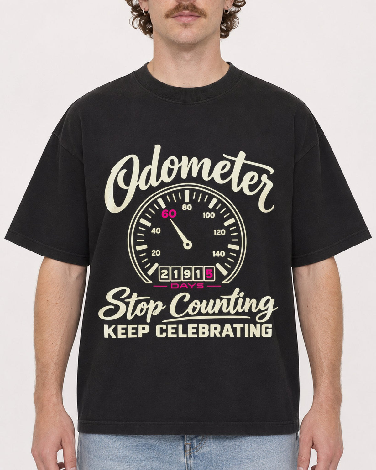 Mockup Boxy Heavyweight Tee Black male close-up 09