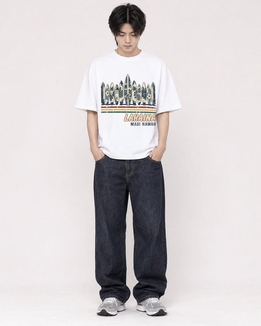 Mockup Boxy Heavyweight Tee White male full-body 11