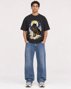 Mockup Boxy Heavyweight Tee Black male full-body 10