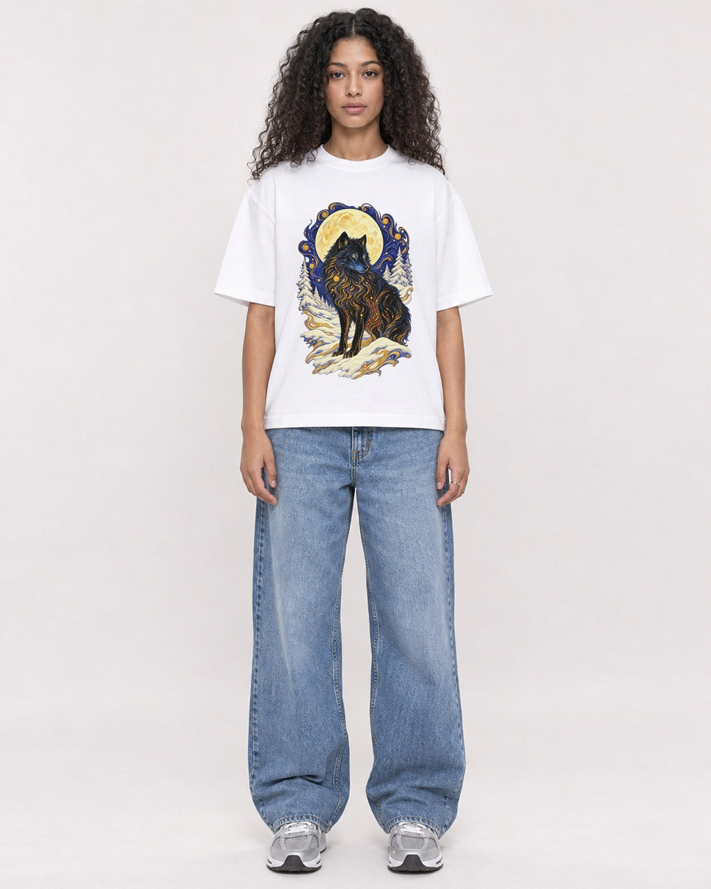 Mockup Boxy Heavyweight Tee White female full-body 10