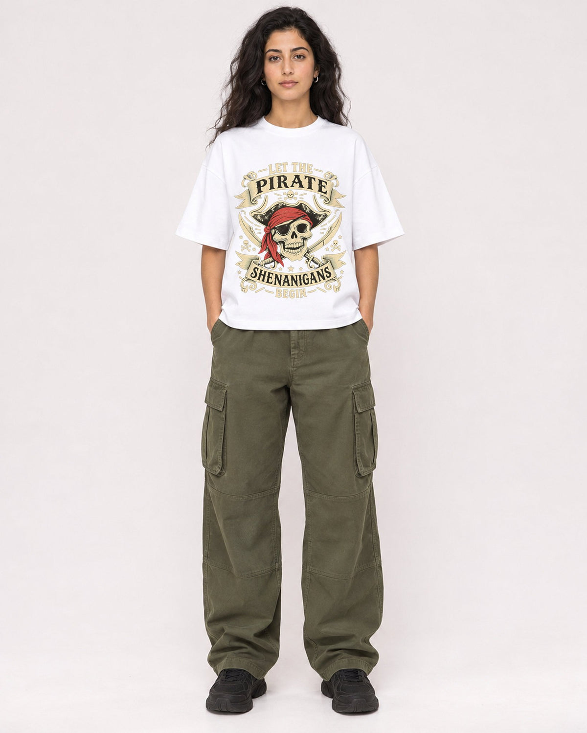 Mockup Boxy Heavyweight Tee White female full-body 07