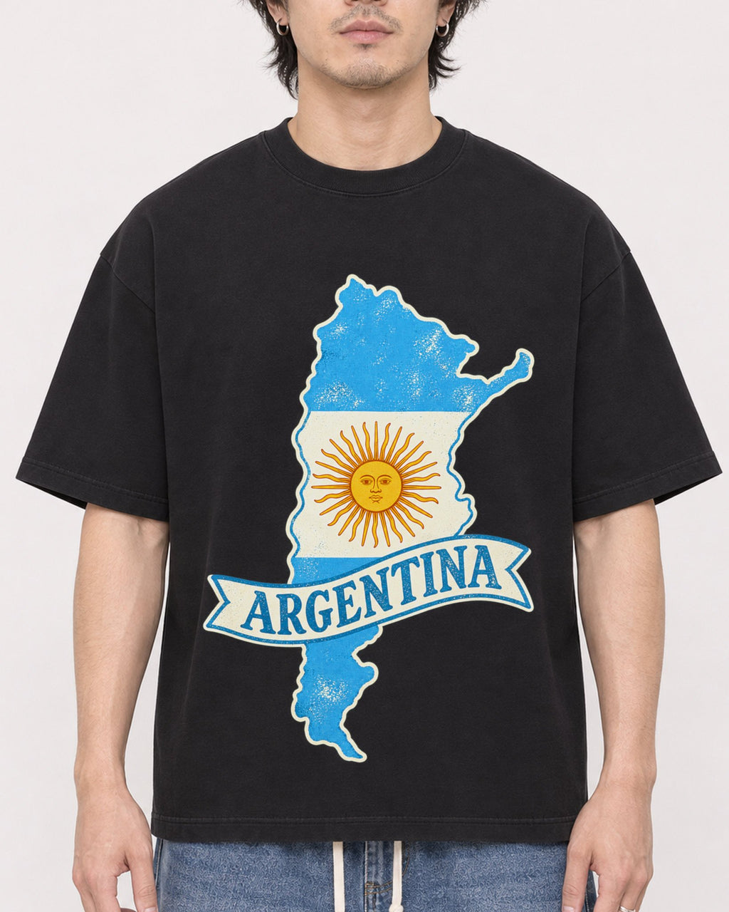 Mockup Boxy Heavyweight Tee Black male close-up 03