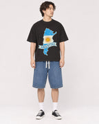 Mockup Boxy Heavyweight Tee Black male full-body 03