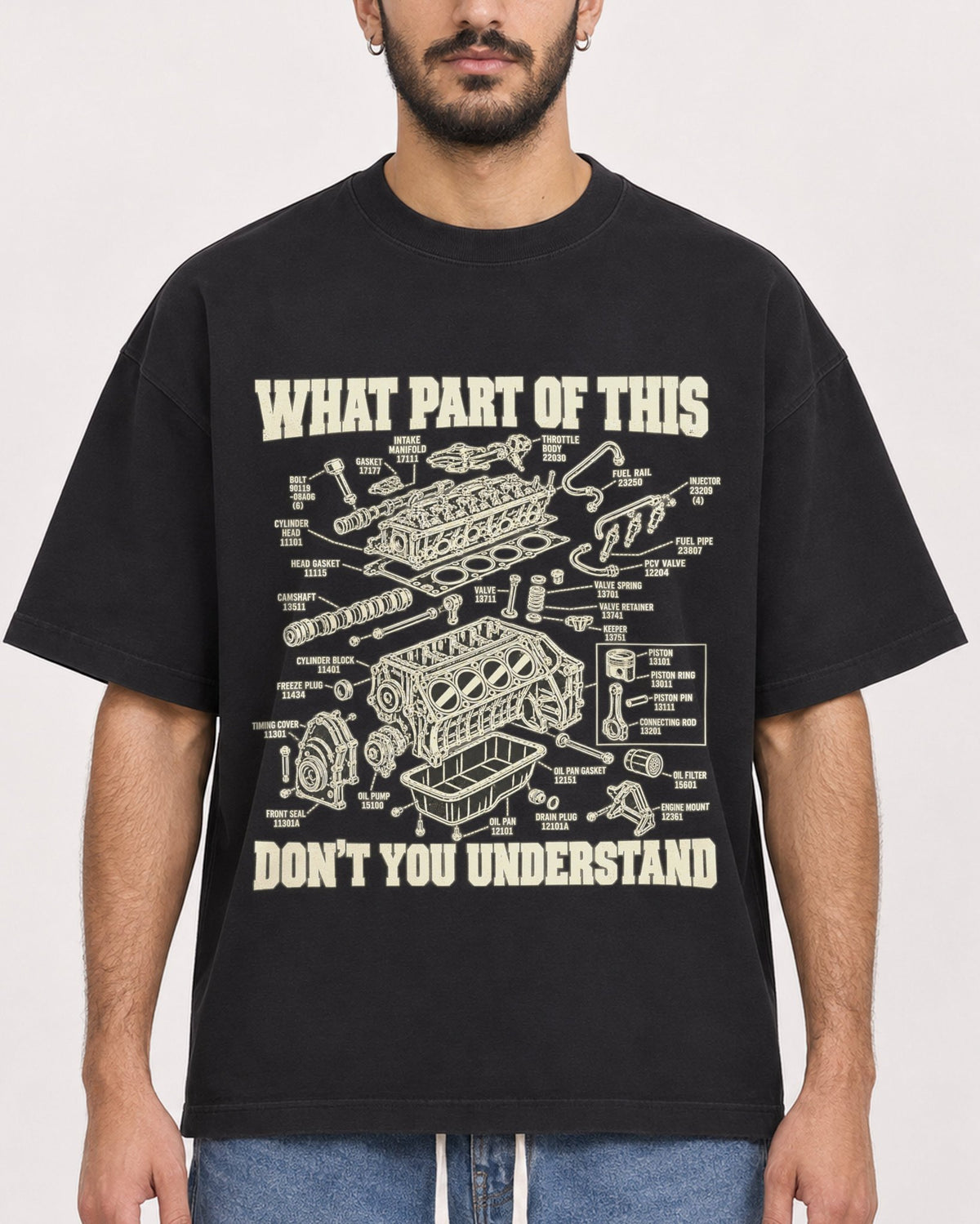 Mockup Boxy Heavyweight Tee Black male close-up 07