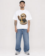 Mockup Boxy Heavyweight Tee White male full-body 12