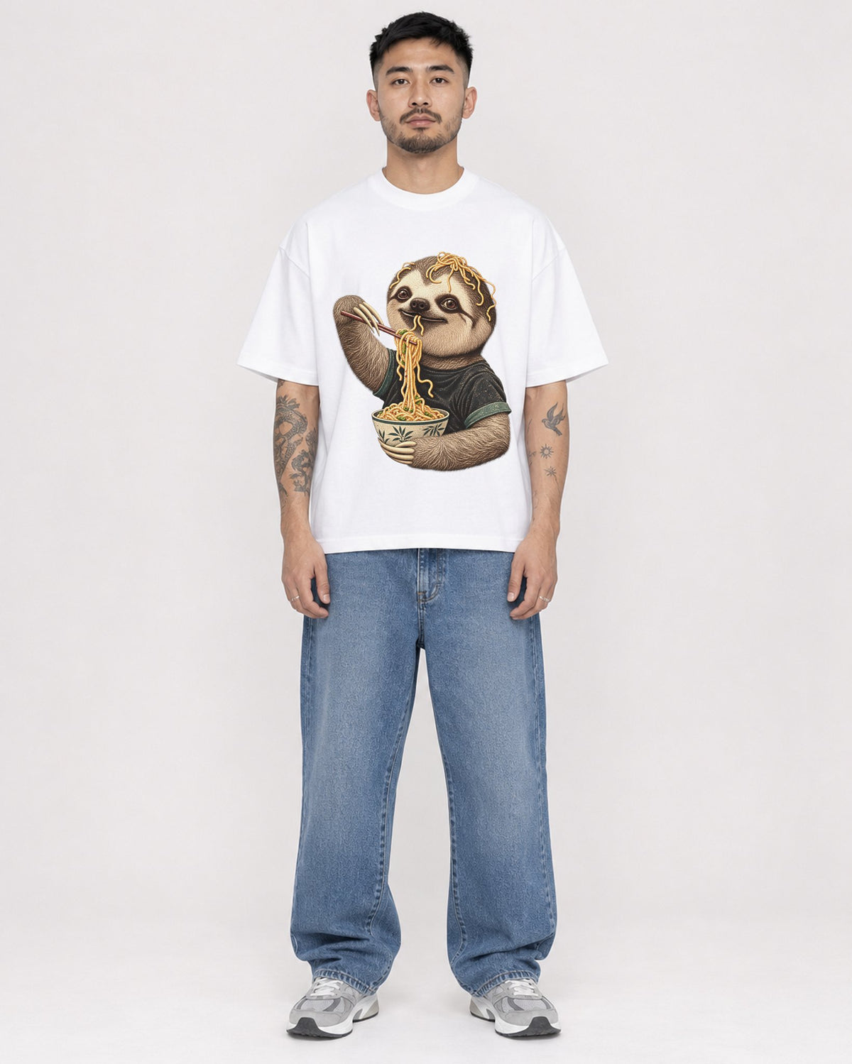 Mockup Boxy Heavyweight Tee White male full-body 12