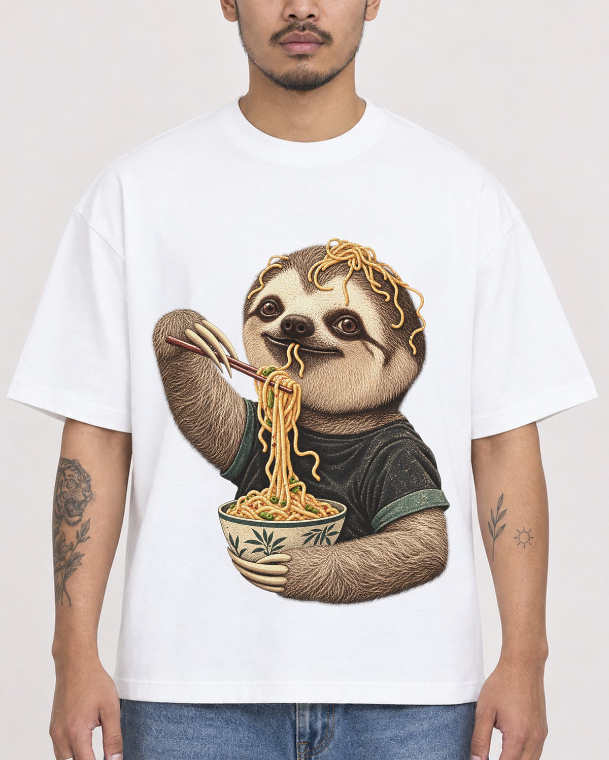 Mockup Boxy Heavyweight Tee White male close-up 12