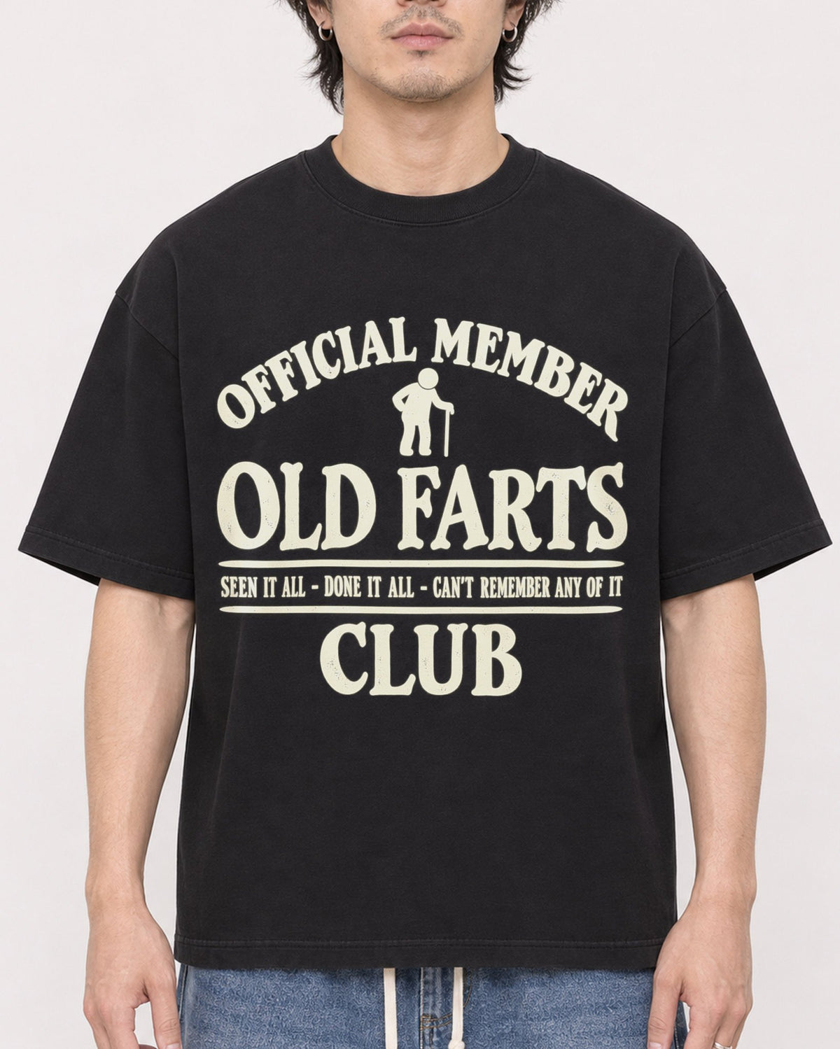 Mockup Boxy Heavyweight Tee Black male close-up 03
