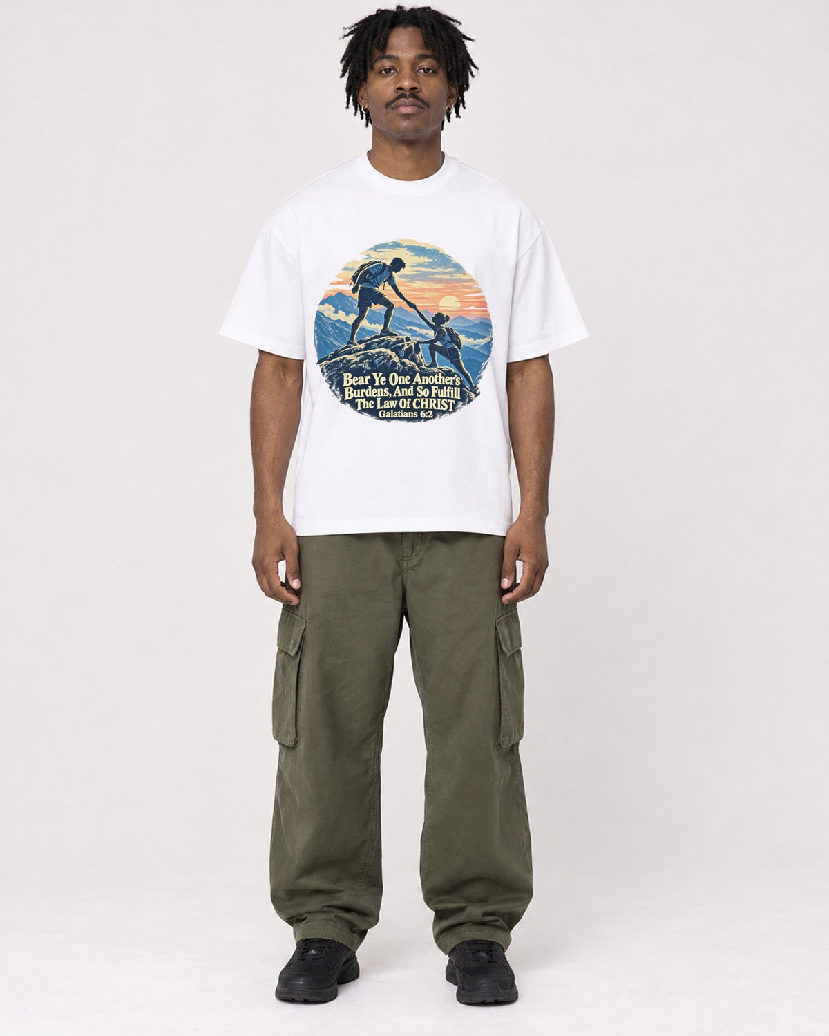 Mockup Boxy Heavyweight Tee White male full-body 04