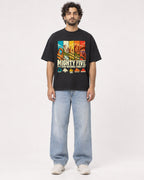 Mockup Boxy Heavyweight Tee Black male full-body 17