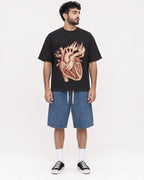 Mockup Boxy Heavyweight Tee Black male full-body 07