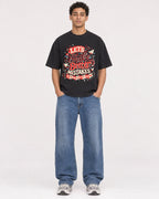 Mockup Boxy Heavyweight Tee Black male full-body 10