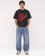 Mockup Boxy Heavyweight Tee Black male full-body 06