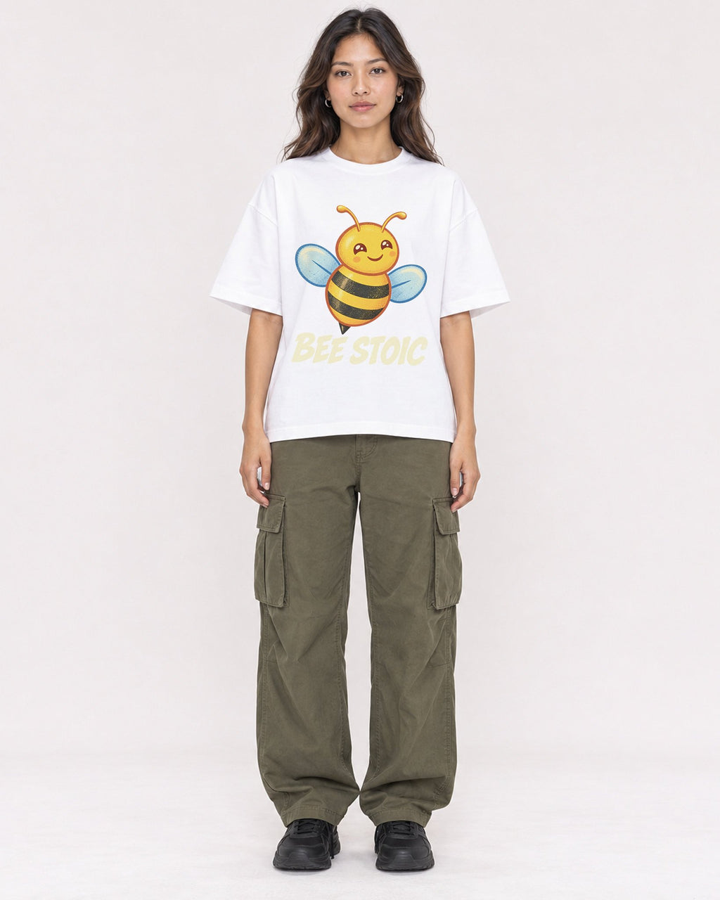 Mockup Boxy Heavyweight Tee White female full-body 02