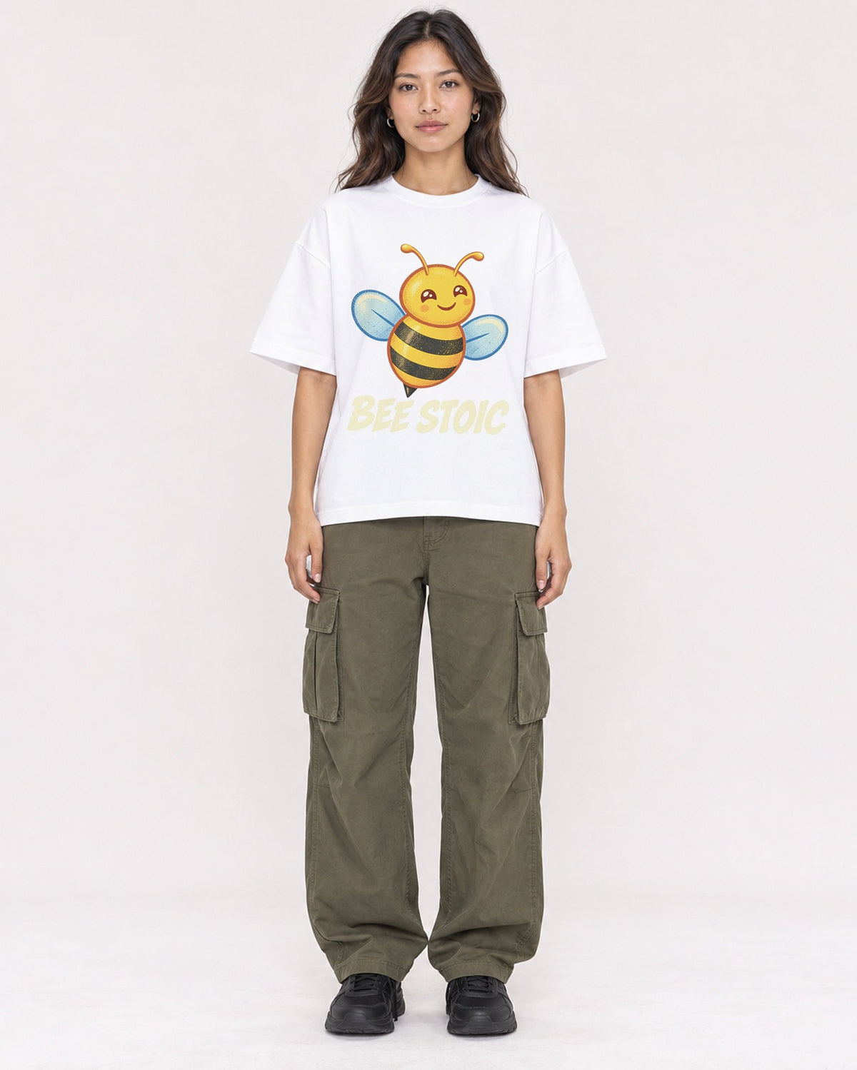 Mockup Boxy Heavyweight Tee White female full-body 02