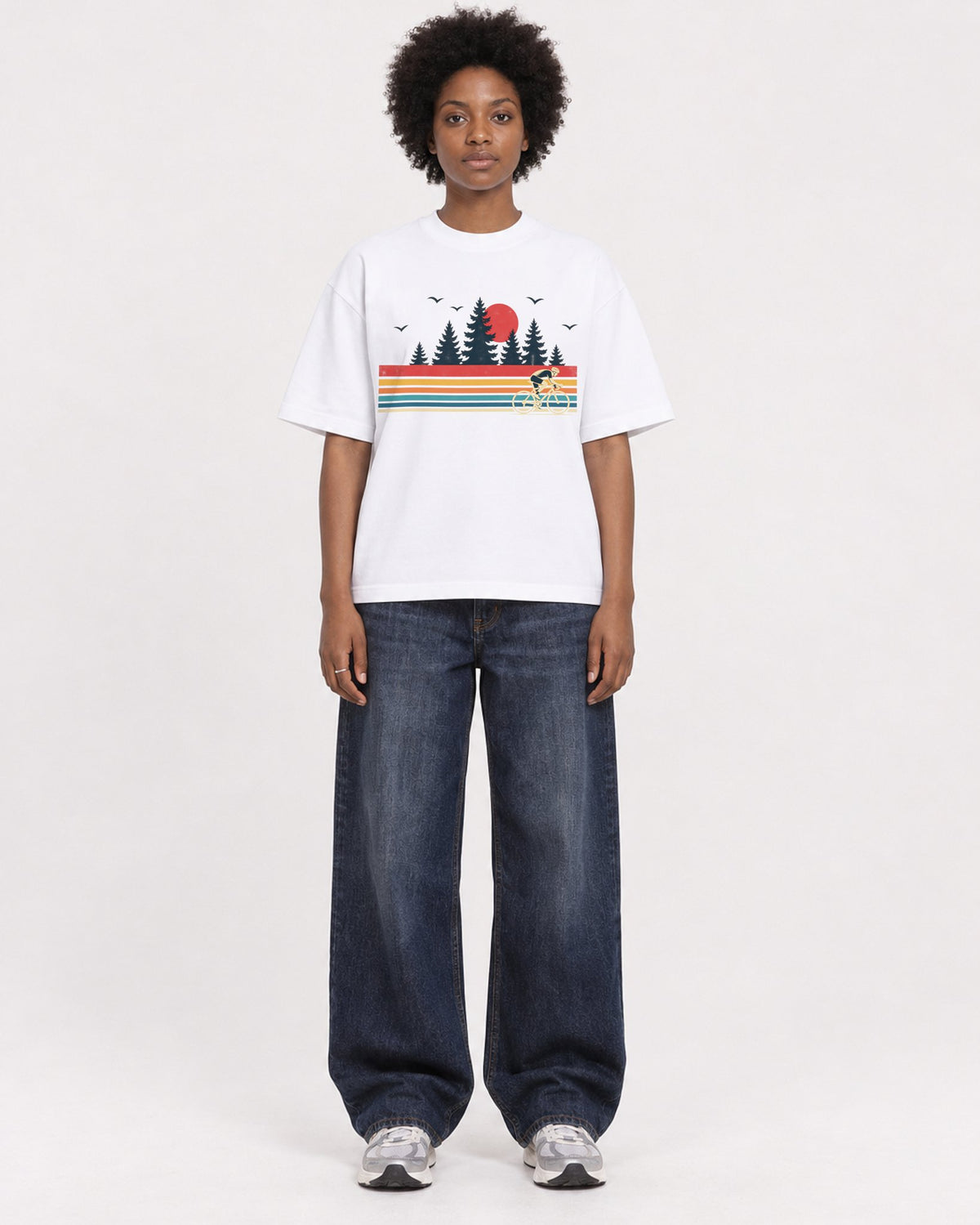 Mockup Boxy Heavyweight Tee White female full-body 14