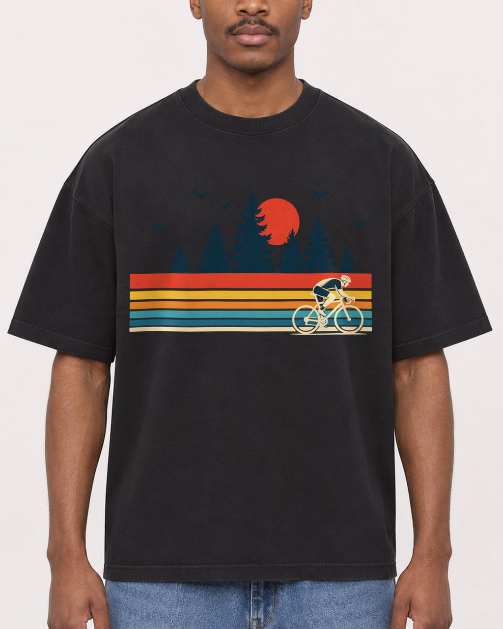 Mockup Boxy Heavyweight Tee Black male close-up 14