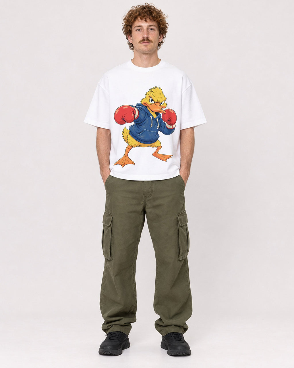 Mockup Boxy Heavyweight Tee White male full-body 09