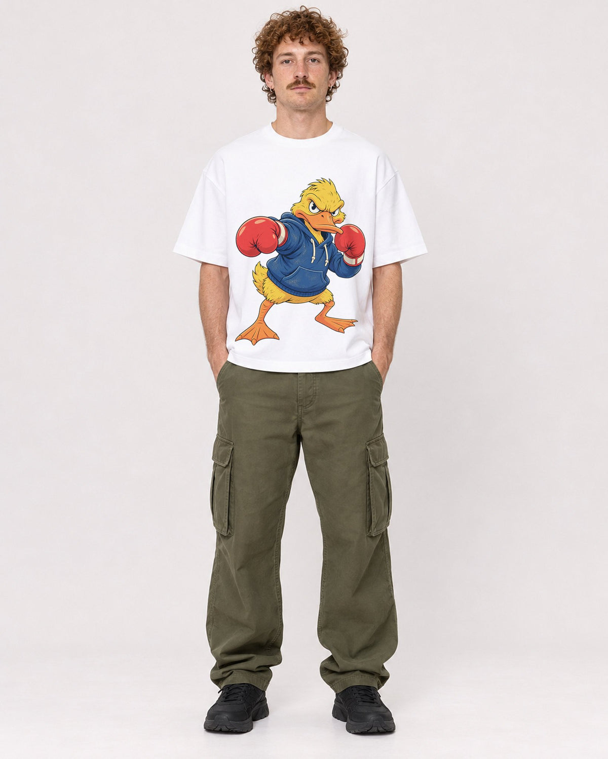 Mockup Boxy Heavyweight Tee White male full-body 09