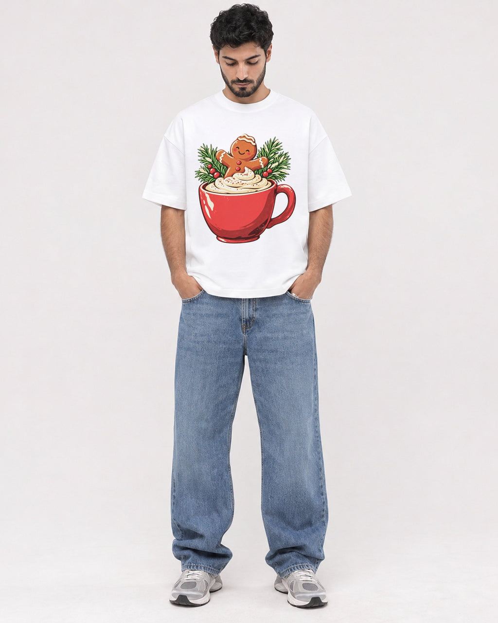 Mockup Boxy Heavyweight Tee White male full-body 07