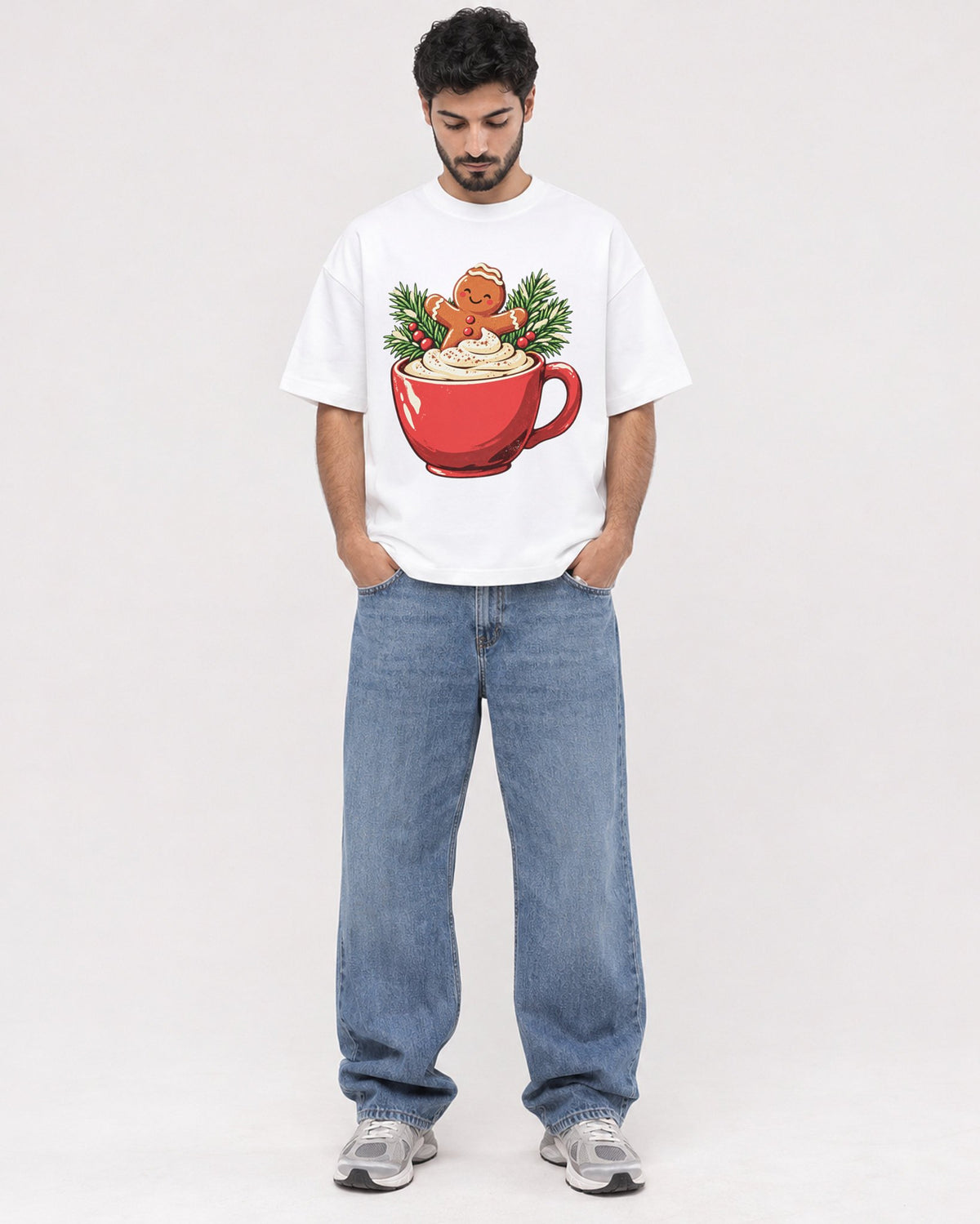 Mockup Boxy Heavyweight Tee White male full-body 07