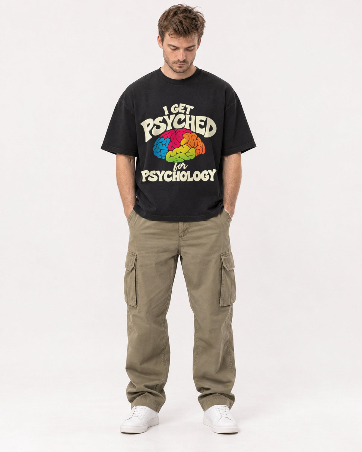 Mockup Boxy Heavyweight Tee Black male full-body 08