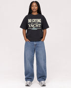 Mockup Boxy Heavyweight Tee Black female full-body 04