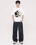 Mockup Boxy Heavyweight Tee White male full-body 01