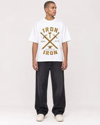 Mockup Boxy Heavyweight Tee White male full-body 50