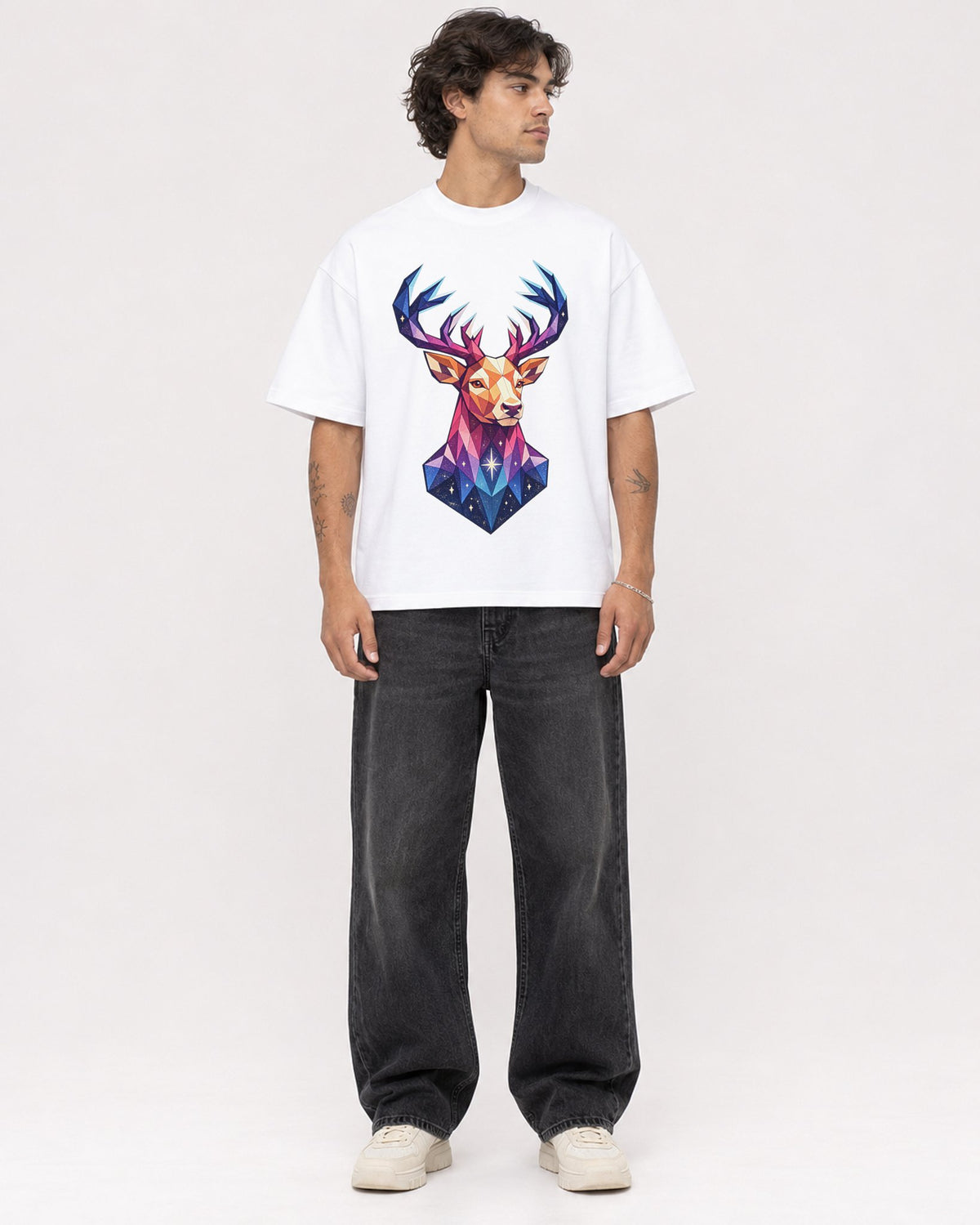 Mockup Boxy Heavyweight Tee White male full-body 30