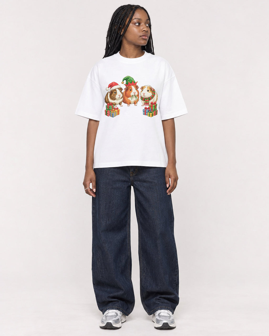 Mockup Boxy Heavyweight Tee White female full-body 04