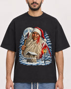 Mockup Boxy Heavyweight Tee Black male close-up 07