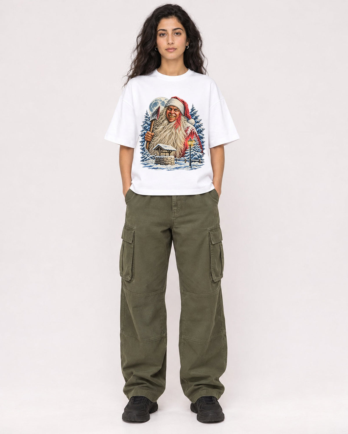 Mockup Boxy Heavyweight Tee White female full-body 07