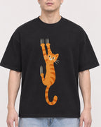 Mockup Boxy Heavyweight Tee Black male close-up 33