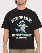 Mockup Boxy Heavyweight Tee Black male close-up 28