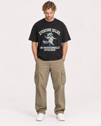 Mockup Boxy Heavyweight Tee Black male full-body 28